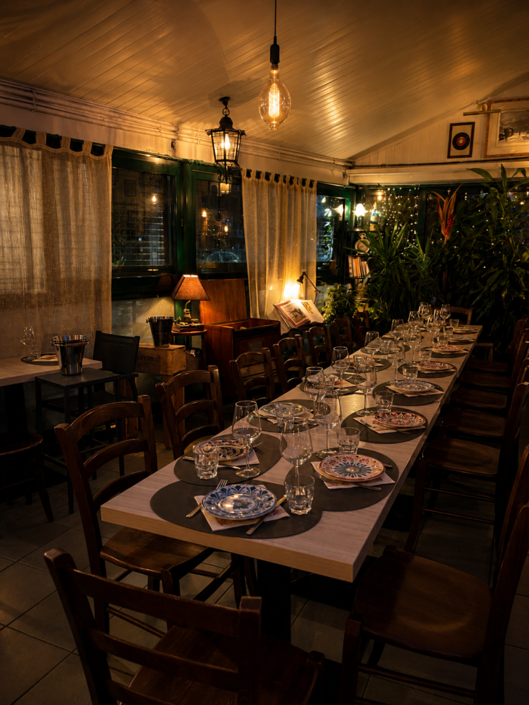 3C0F50C2 5BD7 4CA5 B23E 9C4C0EB53069 Tavolata sparecchiata, veranda ristorante Bologna