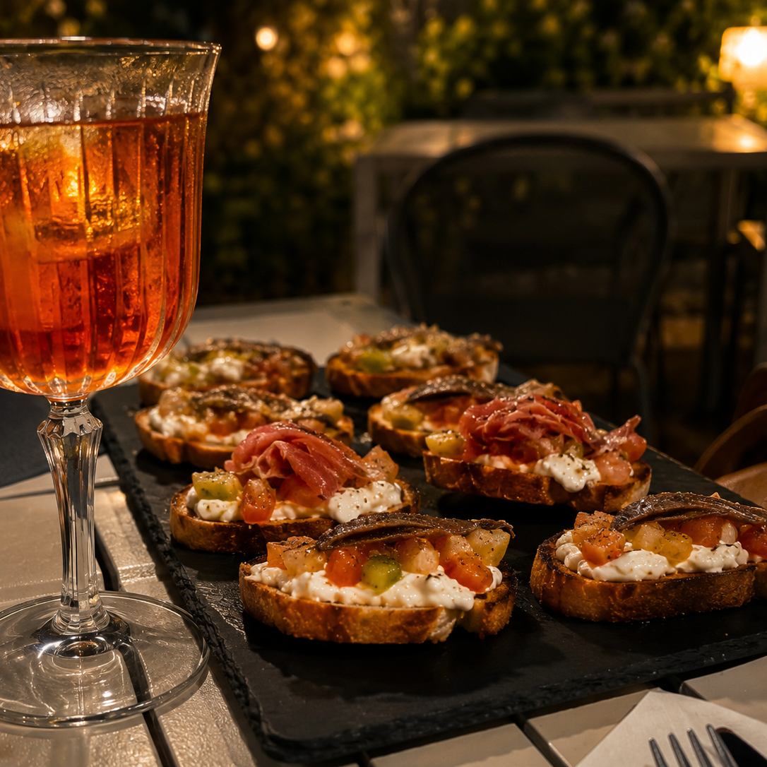 B6283237 2436 4424 8A6F 0C92758D72AB edited Bruschette e spritz Aperol nel giardino