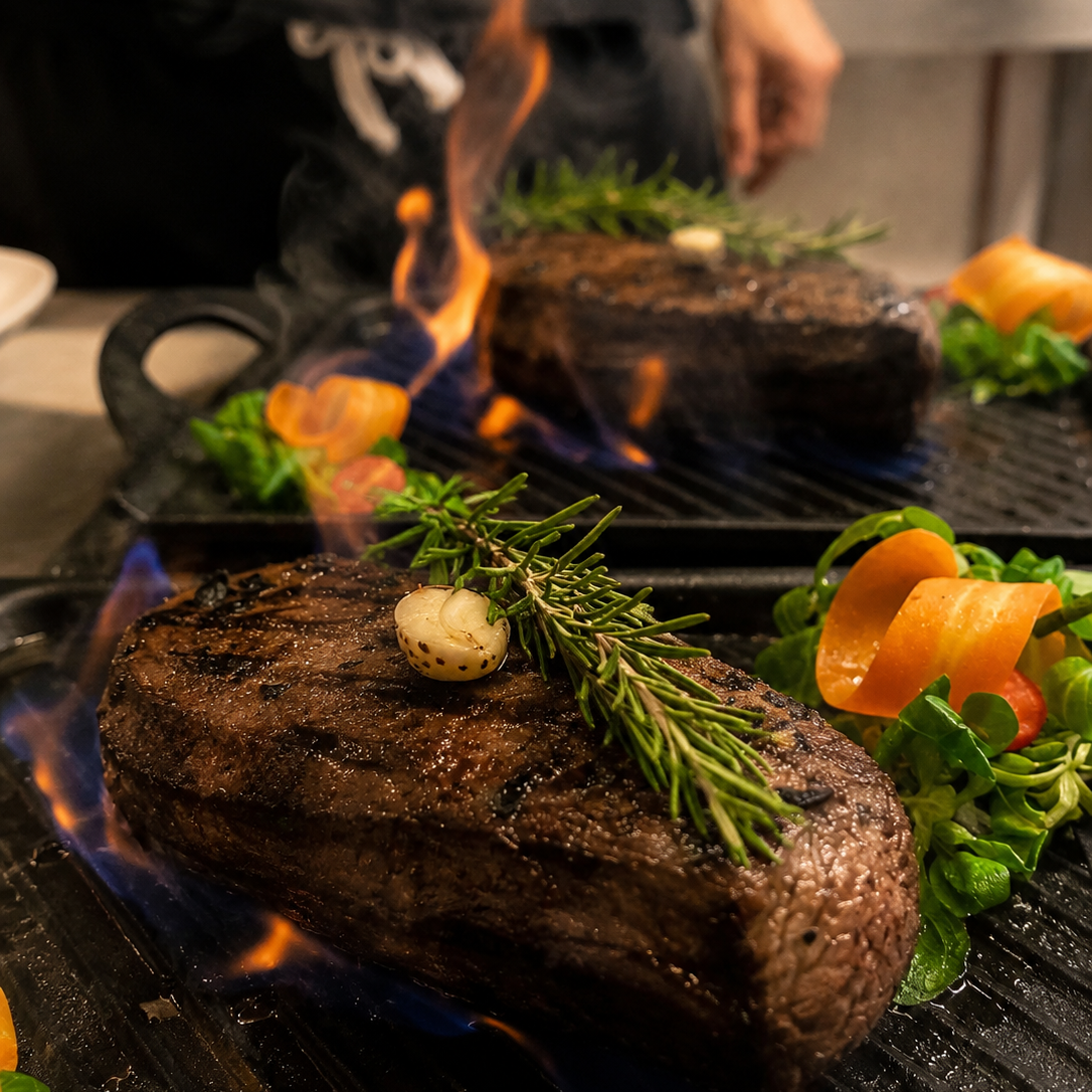 E795AD80 4F95 4AC7 8C01 D263D0DC3764 edited Chateaubriand flambato con rosmarino e aglio